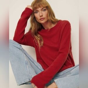 Oversized Cashmere Wool Blend Cherry Red Women's XL Tricotonic Sweater NWOT 2-3X